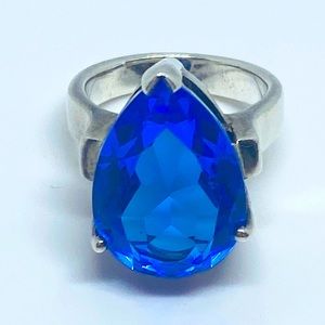 Teardrop Blue Crystal Ring - Women Jewelry
